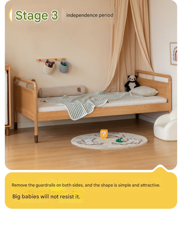 Oak Solid Wood Multi-functional Toddler Bed