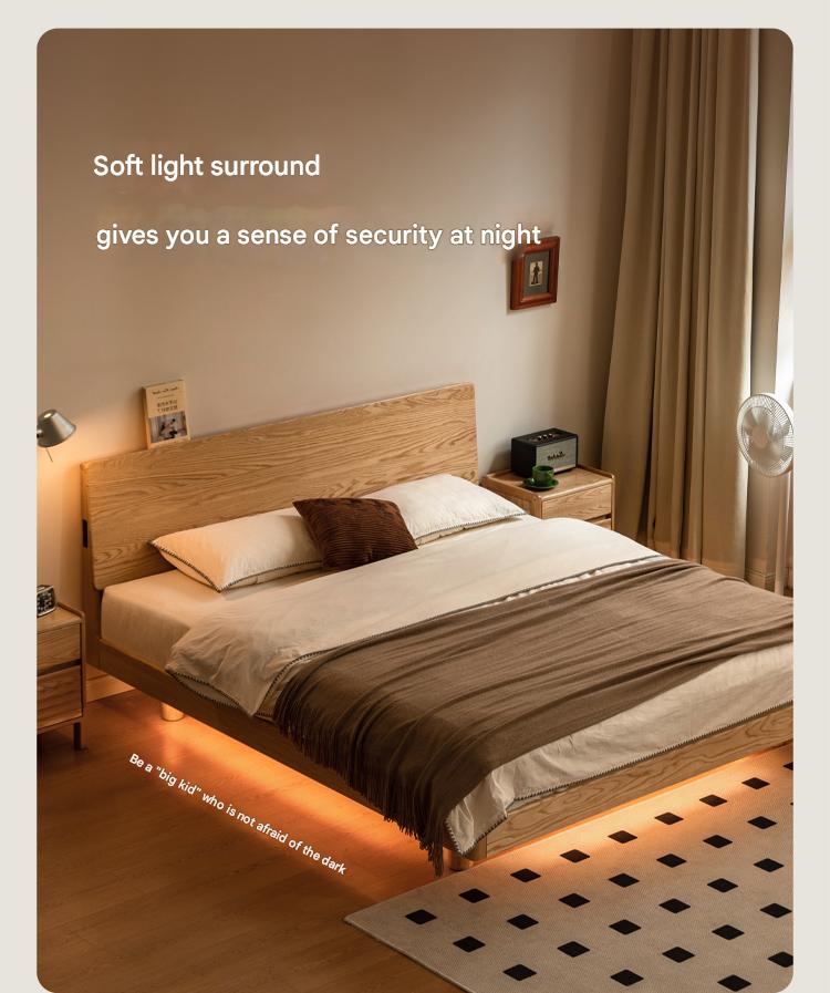 Oak Solid Wood Modern Suspension Bed