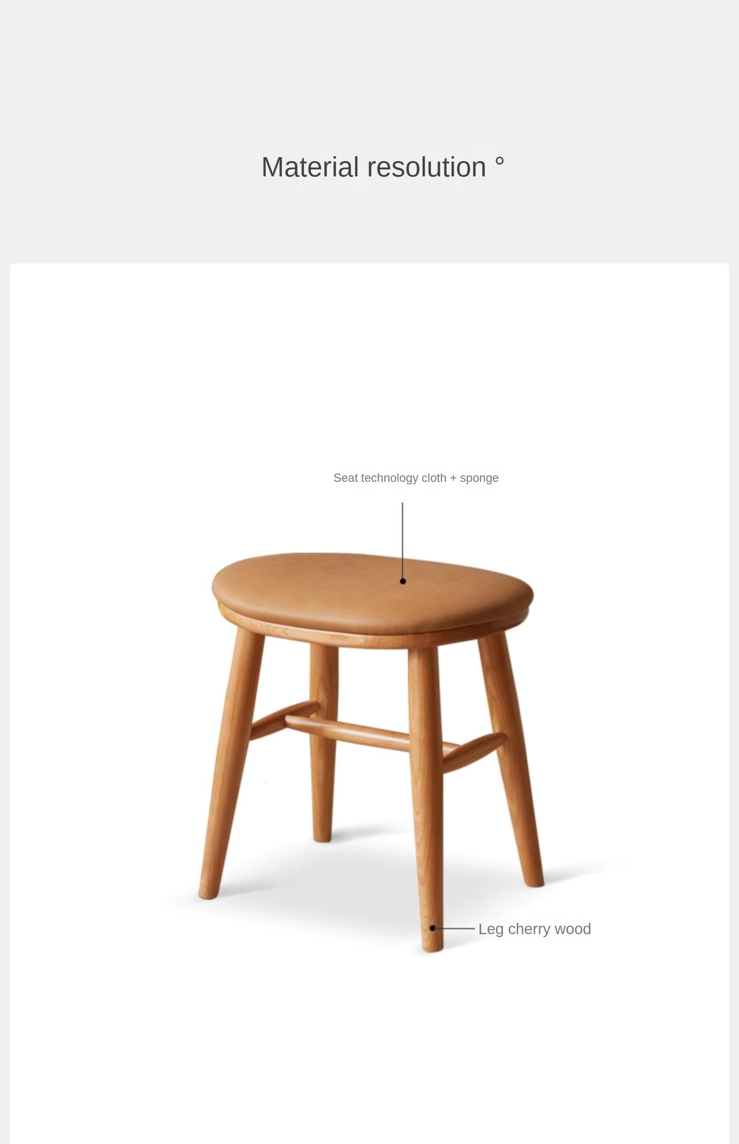 Ash, Cherry Solid Wood Dressing Stool