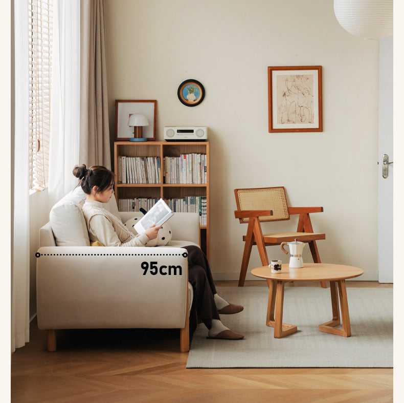 Oak Solid Wood Fabric White Cream Style Cat Scratching Cloth Sofa.