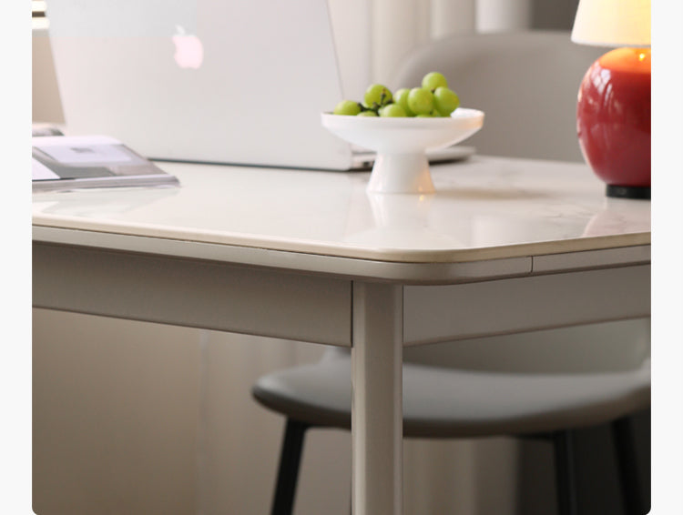Poplar Solid Wood Modern Rock Plate Dining Table