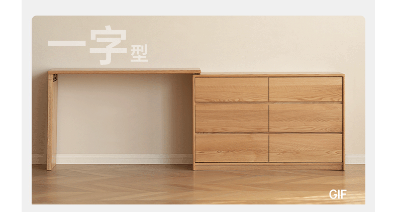 Oak, Solid Rubberwood Dressing Table L-Shaped Corner