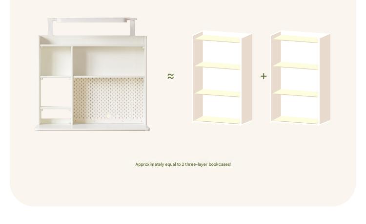 Poplar Solid Wood Cream Style Bookshelf Integrated Table