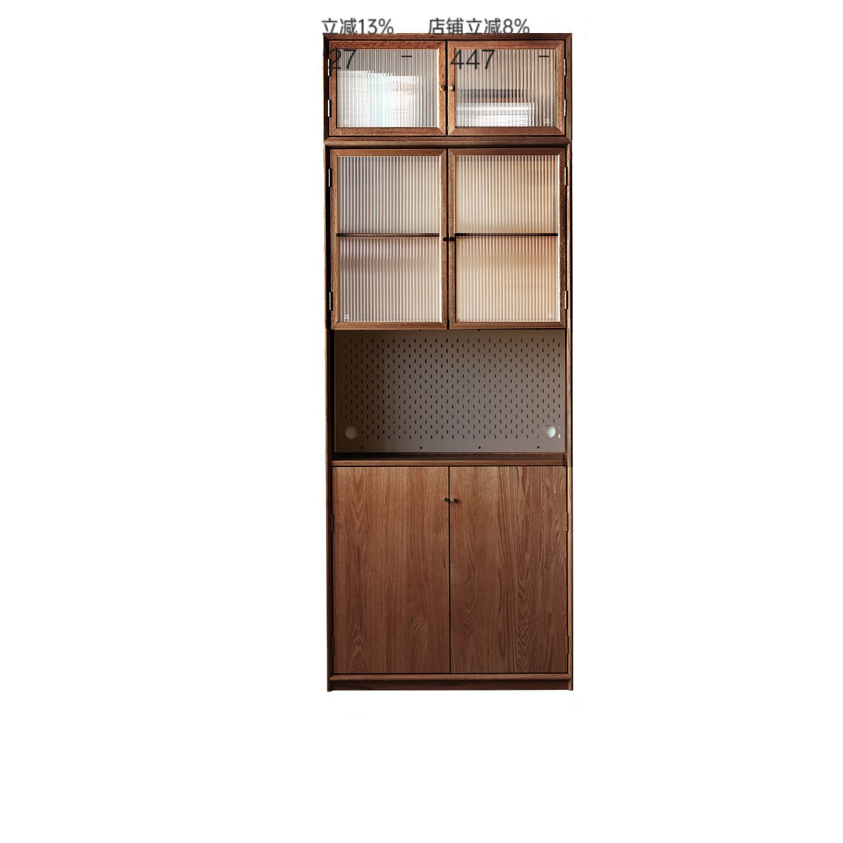 Oak, Ash Solid Wood Modular Bookcase with Glass Doors