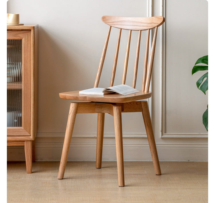 Oak Solid Wood Windsor Chair 360 Degree Rotation 4 Pcs Set