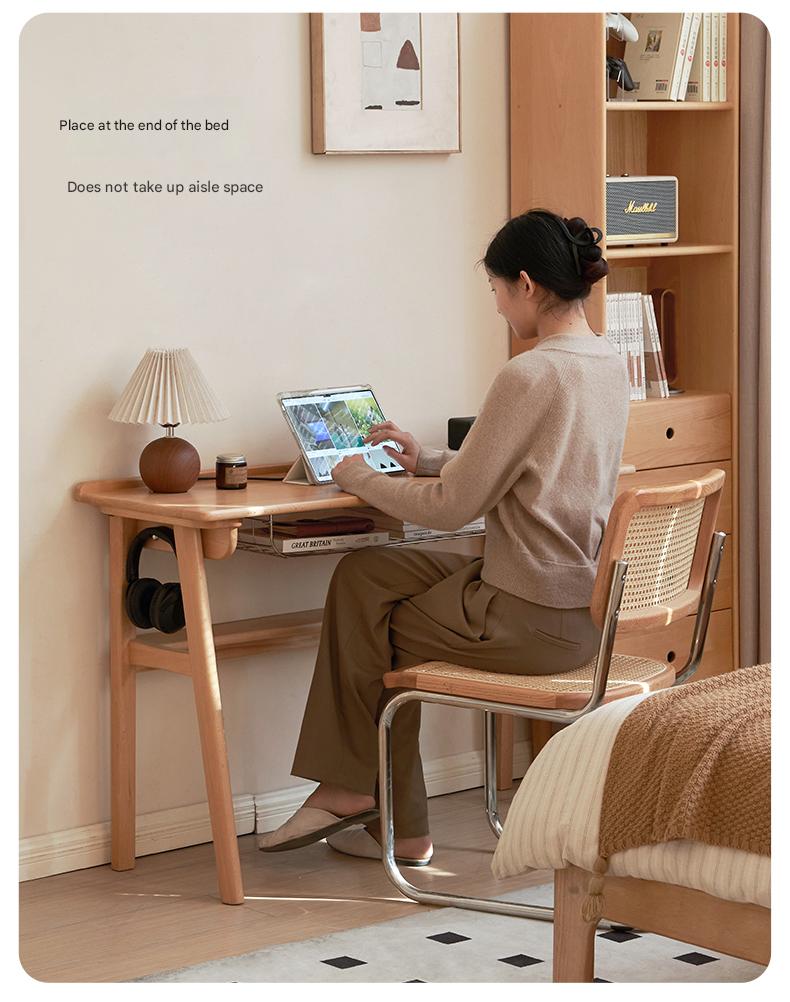 European Beech Solid Wood Ultra Narrow Writing Desk.