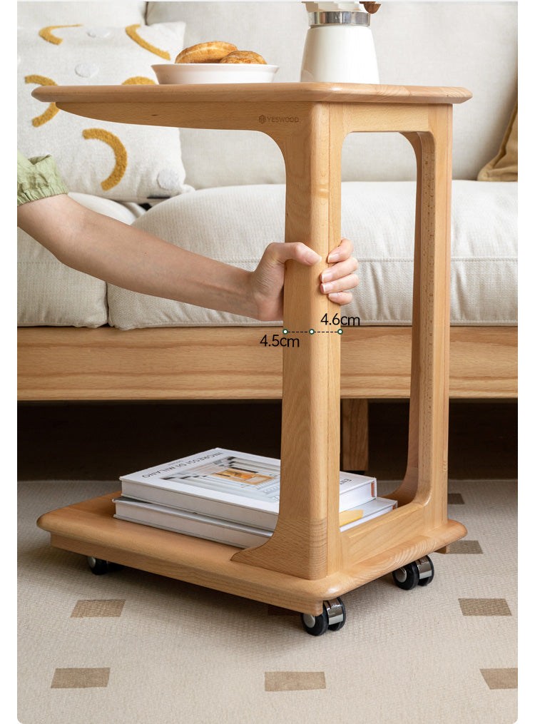Cherry, Beech, Black Walnut, Solid Rubberwood Chic C-Shaped Side Table