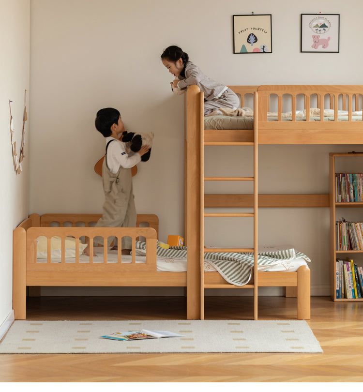 Beech solid wood children's bunk bed.