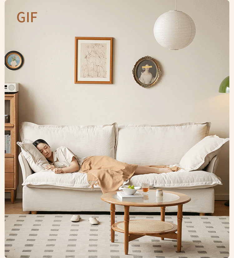 Fabric Down Modern Three-seat Sofa.