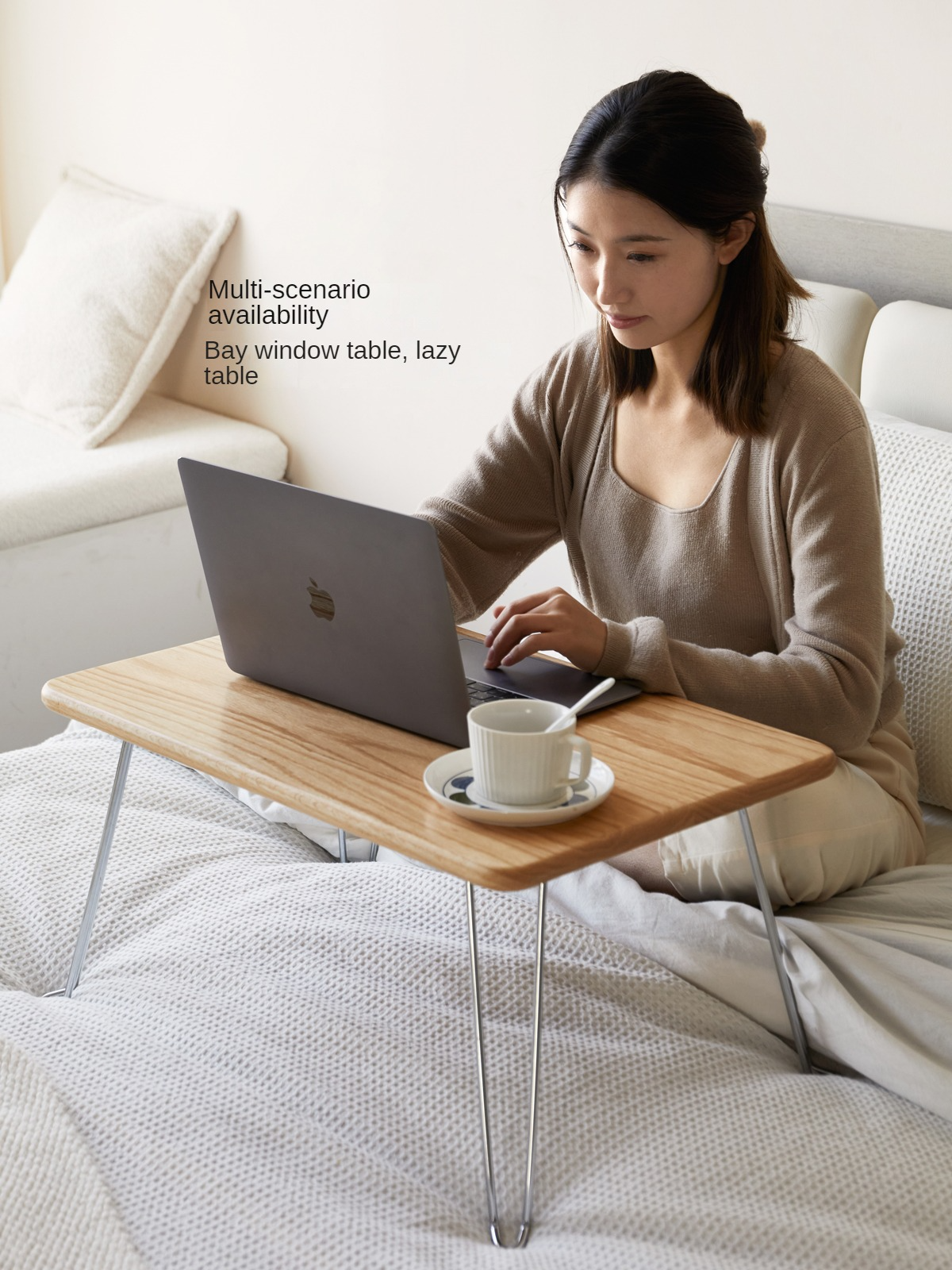 Oak Solid Wood Foldable Bay Window Table