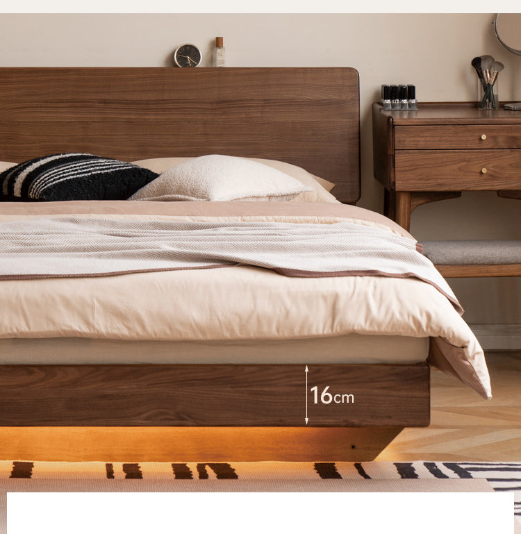 Black Walnut, Oak Suspended Luminous Box Bed