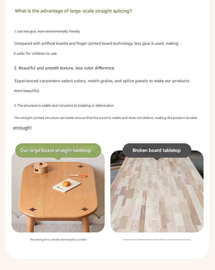 Beech Solid Wood Handmade Children's Table