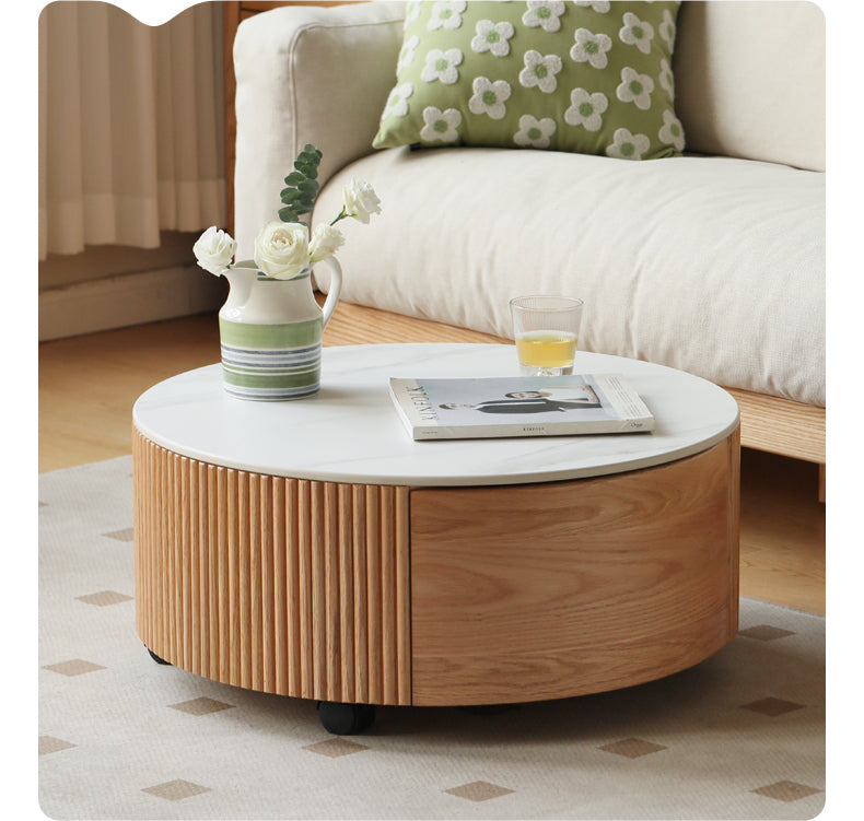 Oak Solid Wood Rock Plate Coffee Table