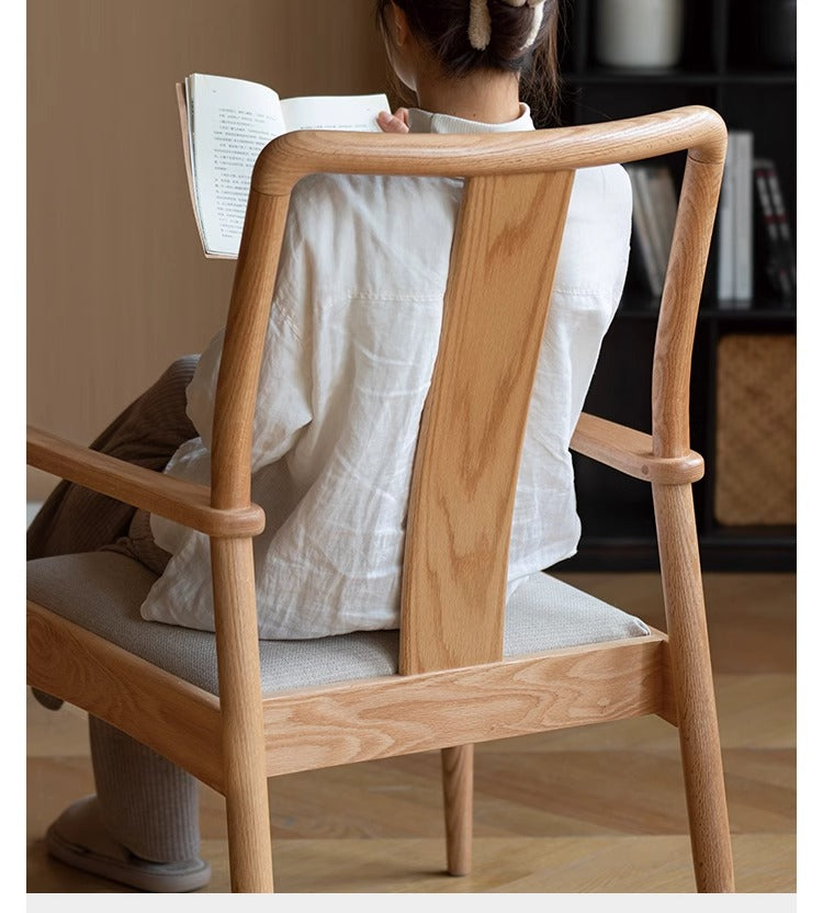 Ash, Oak Solid Wood Backrest Soft Chair