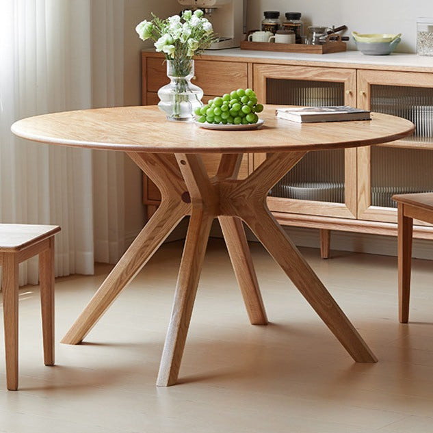 Oak Solid Wood Round Dining Table