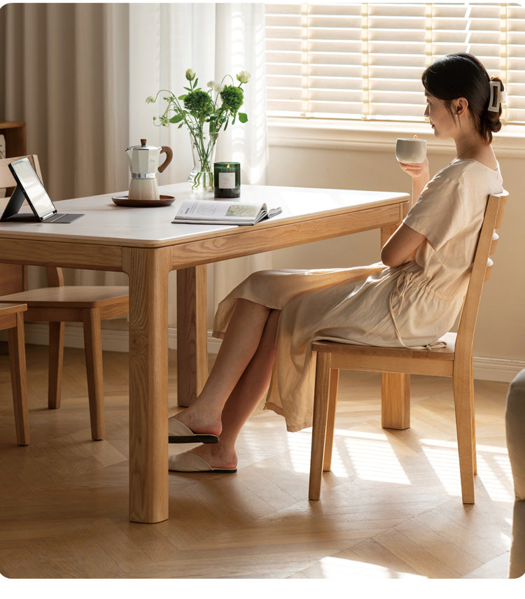 Ash, Oak Solid Wood Modern Rock Dining Table