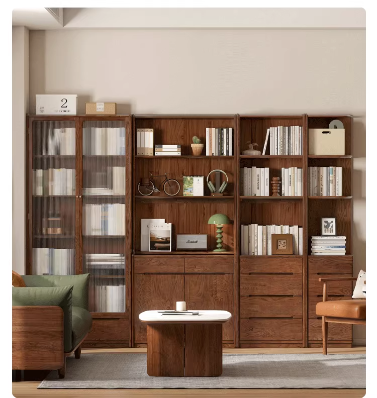 Oak Solid Wood Corner Floor-Standing Free Combination Bookshelf