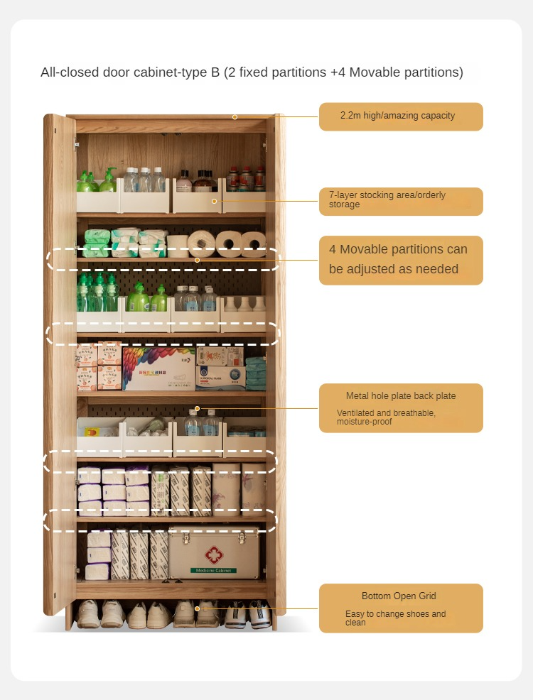 Ash, Oak Solid Wood Shoe Cabinet, Entrance Cabinet Combination Storage