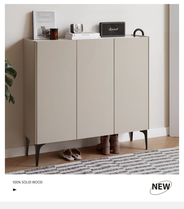 Light luxury Slab top Ash solid wood shoe cabinet"