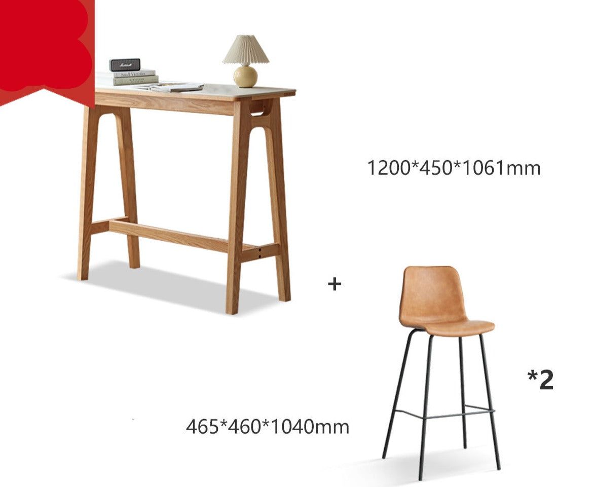 Rock slab bar table oak solid wood"
