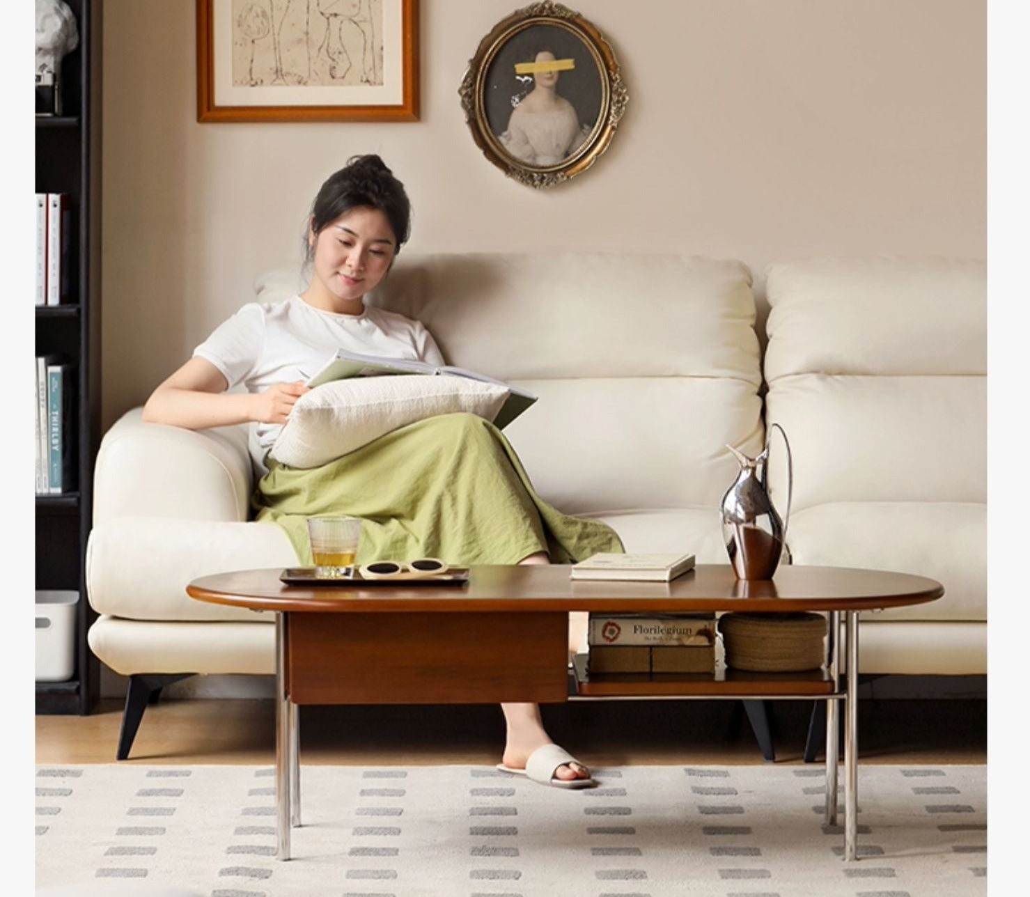 Poplar Solid Wood French Retro Small Storage Coffee Table