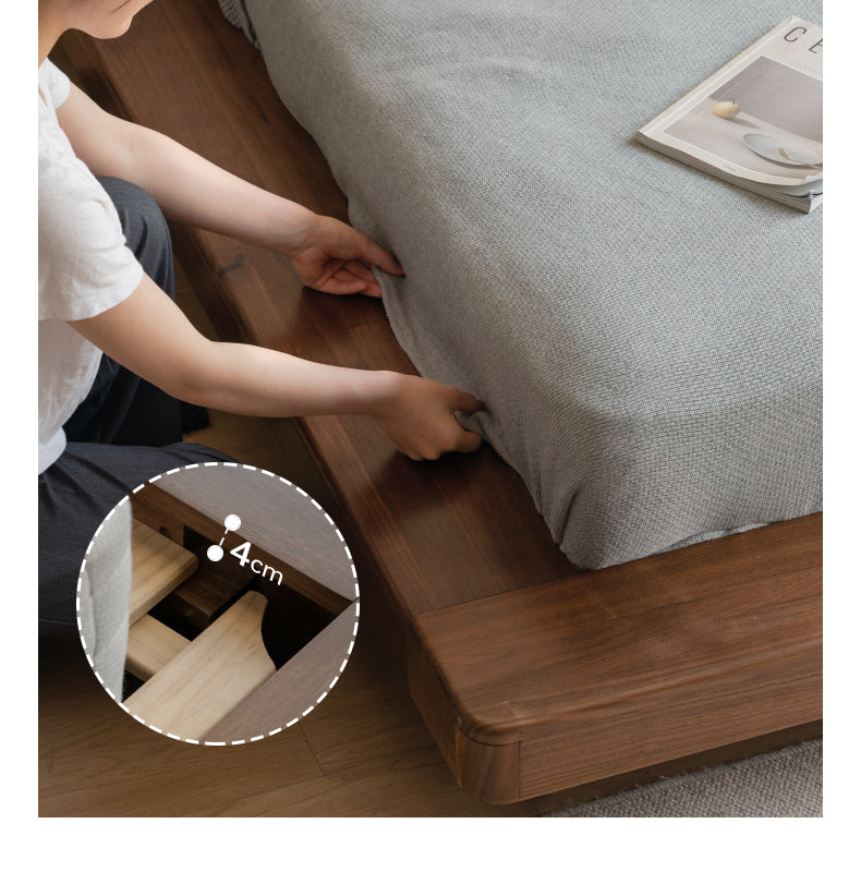 Black Walnut Solid Wood Leather Soft Suspended Bed