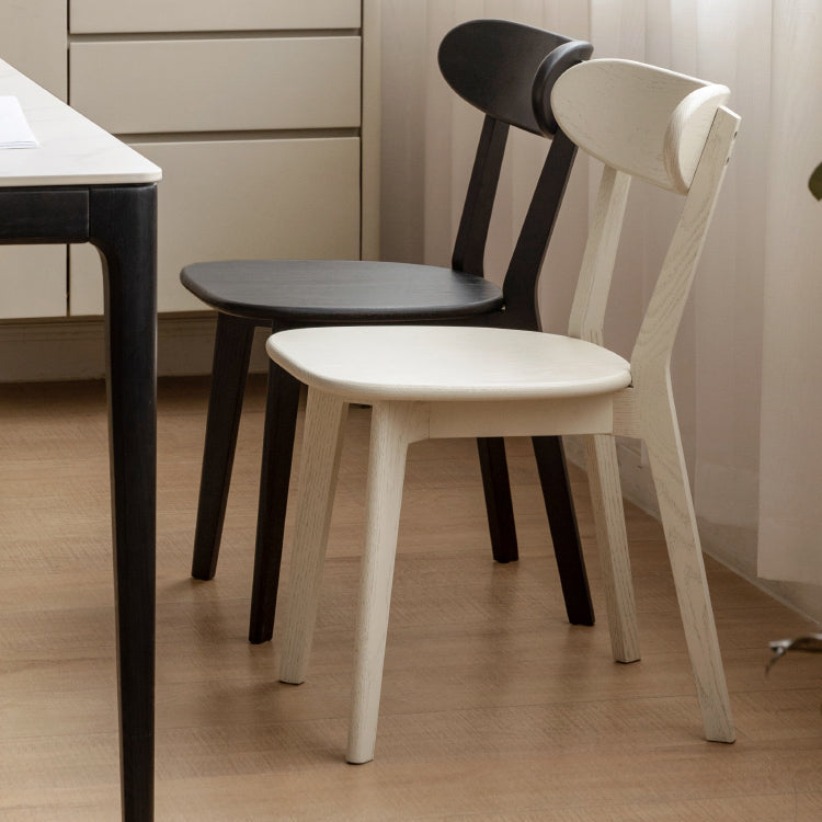 Oak Solid Wood Dining Chair Cream Style White Black