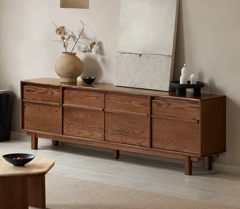 Ash Solid Wood Wabi-sabi Style TV Cabinet