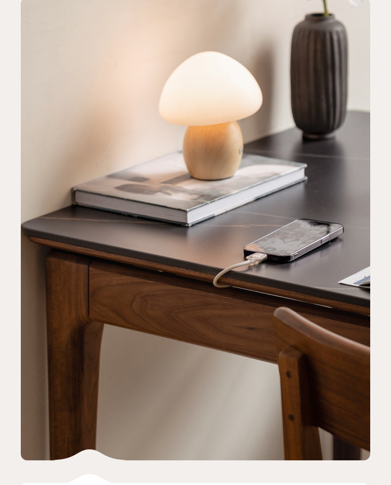 Black Walnut Solid Wood Rock Plate Dining Table