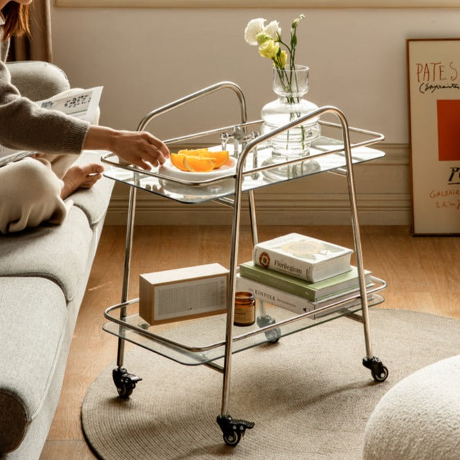 Mobile Storage Rack, Glass Dining Cart