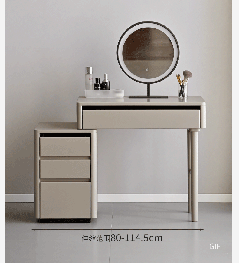 Poplar Solid Wood Light Luxury Retractable Dressing Table.