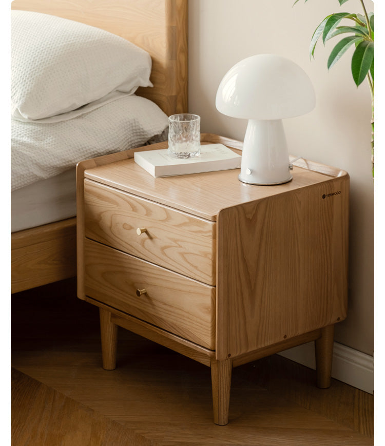Ash Solid Wood Modern Nightstand.