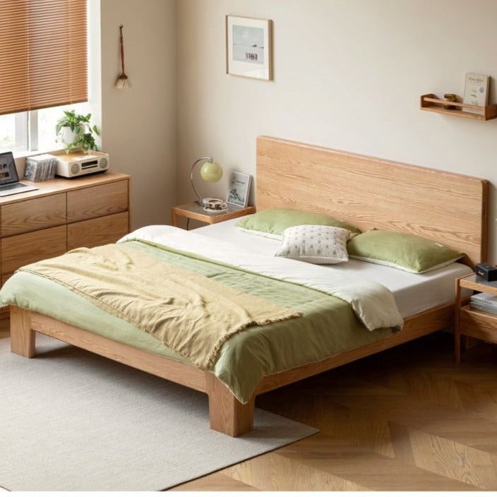 Oak Solid Wood Bed Thickened Headboard