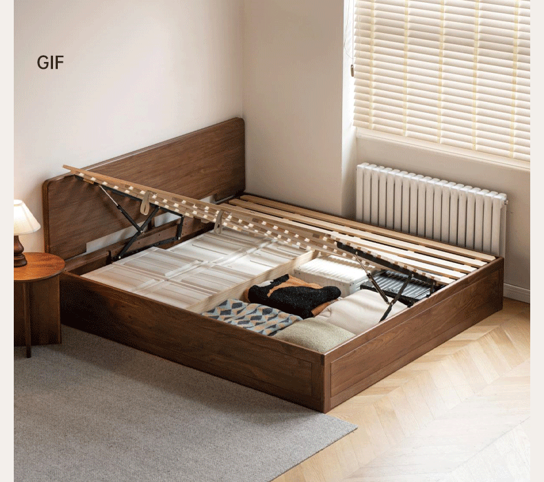 North American black walnut solid wood light luxury box bed