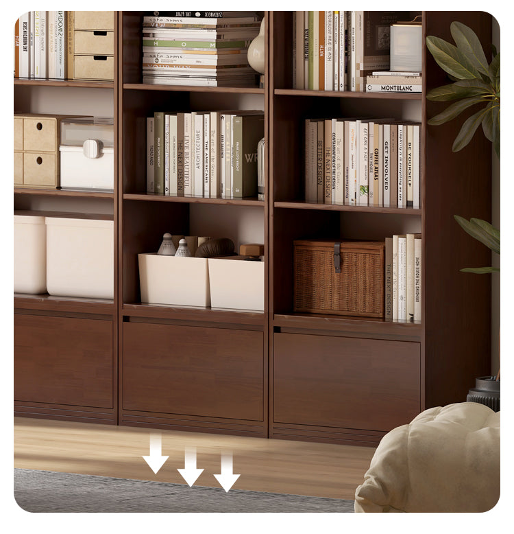 Rubber solid wood bookshelf floor rack storage cabinet.