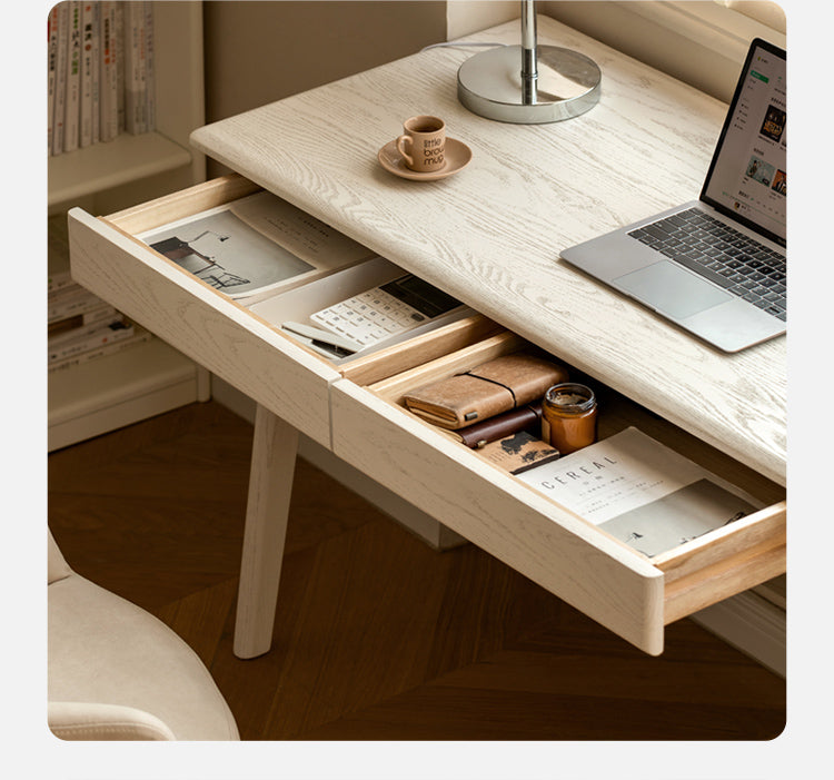 Oak, Solid Rubberwood Cream Wind Office Desk