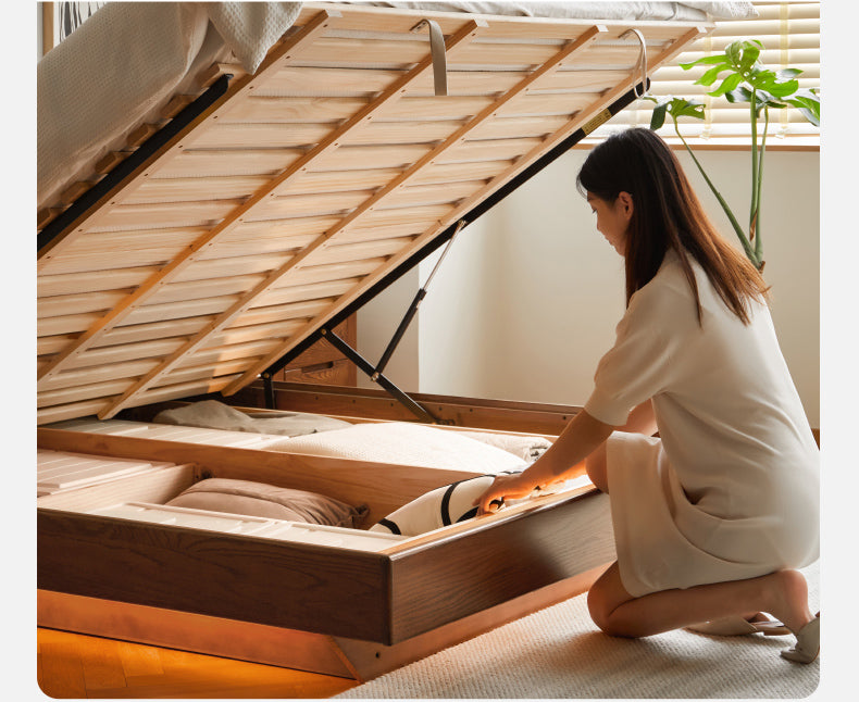 Black Walnut, Oak Suspended Luminous Box Bed