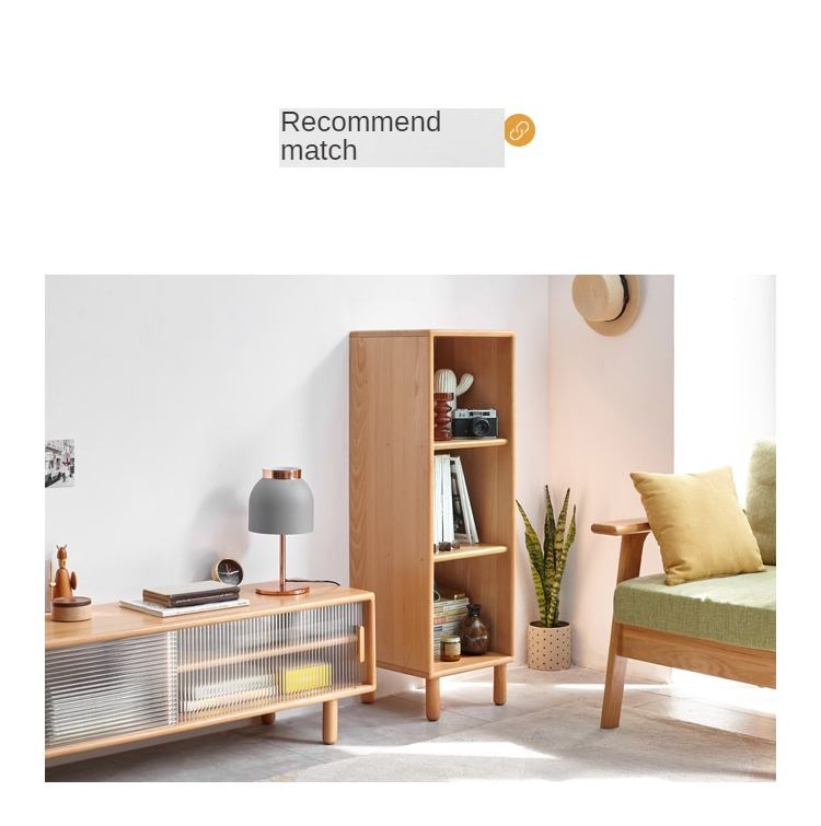 Beech Solid Wood Small Bookshelf Side Cabinet