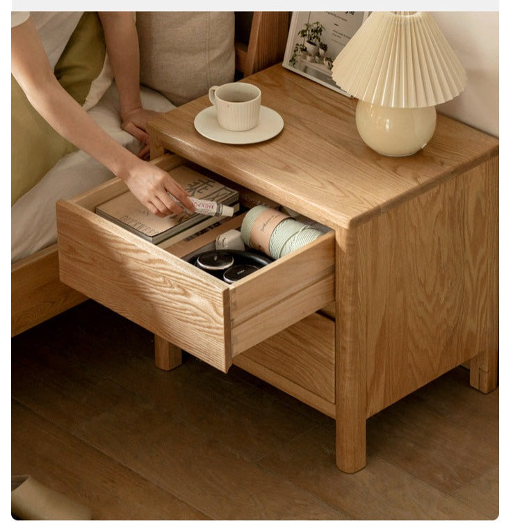 Oak solid wood nightstand"