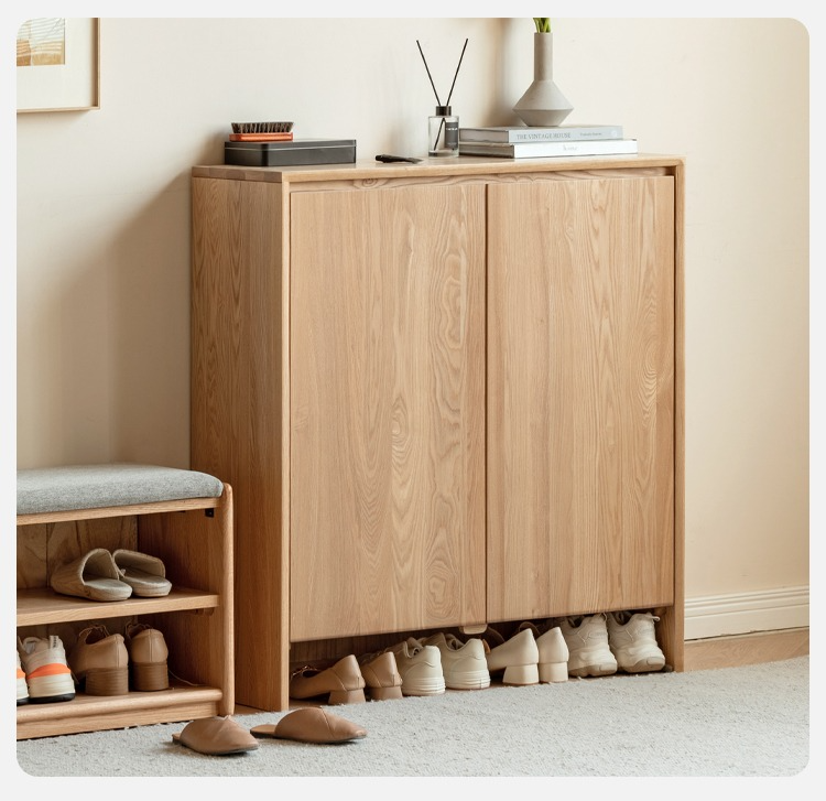 Ash, Oak Solid Wood Shoe Cabinet, Entrance Cabinet Combination Storage