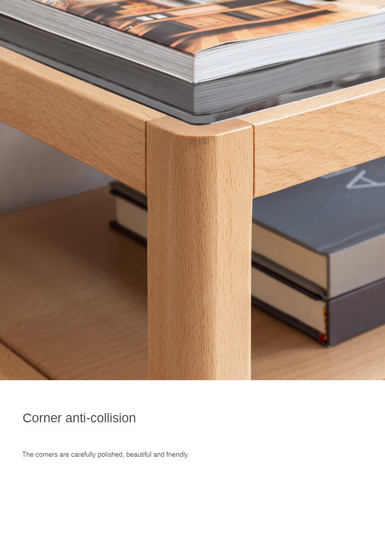 Beech Solid Wood Nightstand, Small Side Table