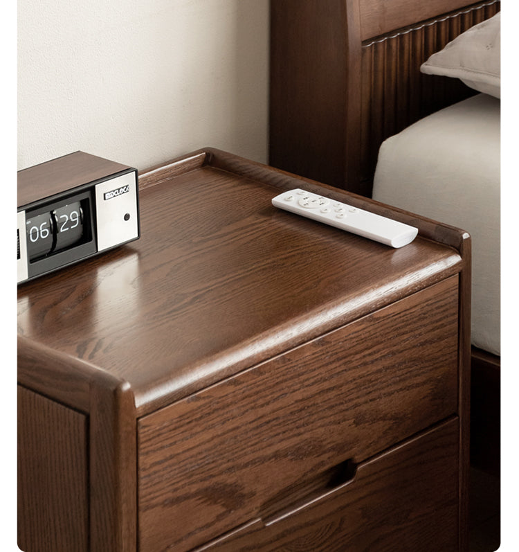 Oak Solid Wood, Solid Rubberwood Nordic Style Nightstand