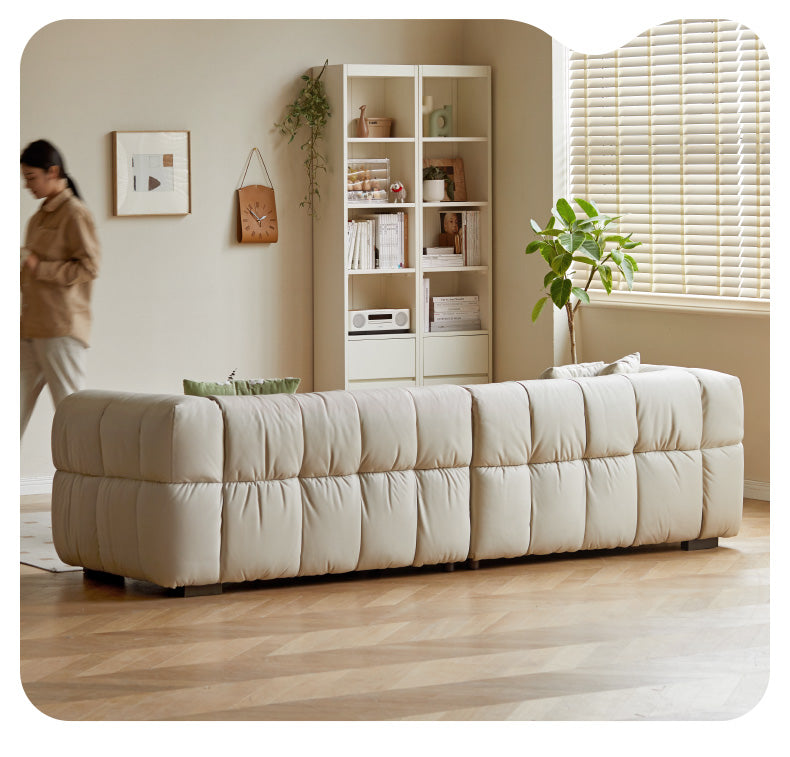Genuine Leather,Technology Cloth Sofa Cream Wind)