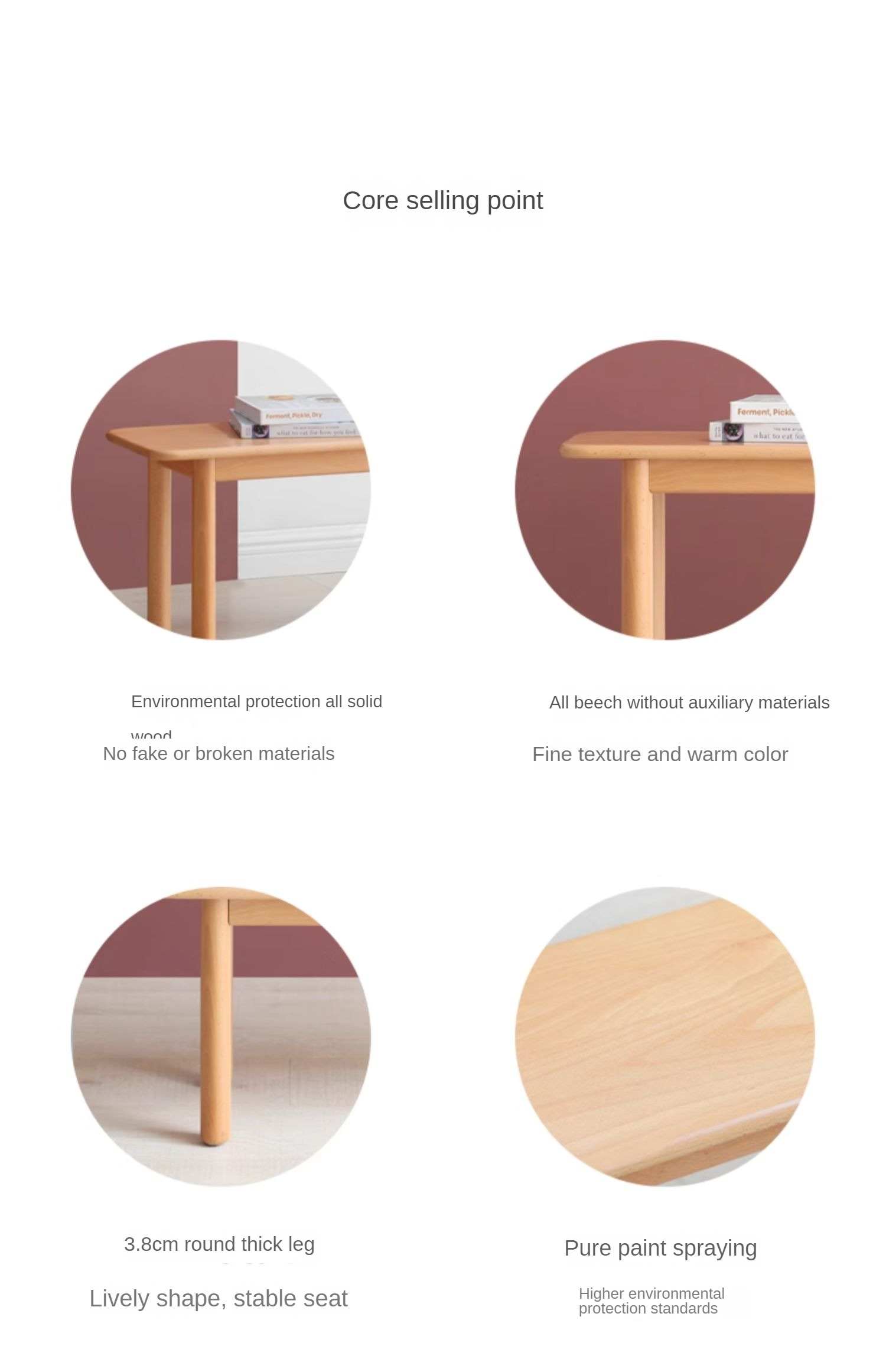 European Beech Wood Modern Long Bench