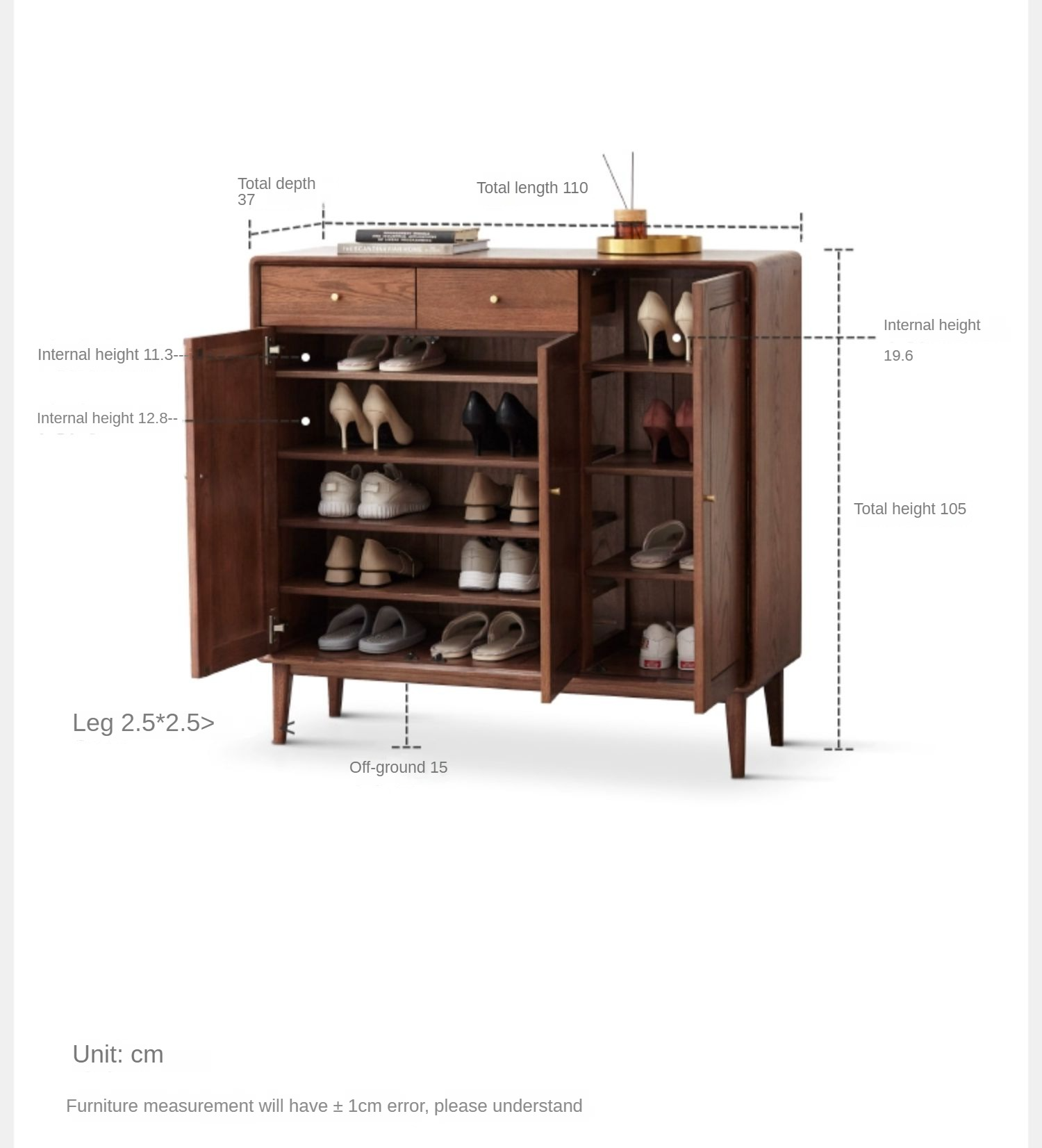 Oak Solid Wood Entrance Shoe Cabinet