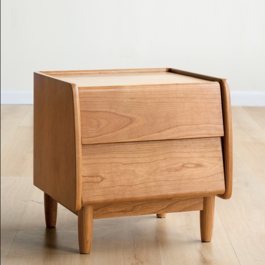 Cherry Wood Waves Nightstand.