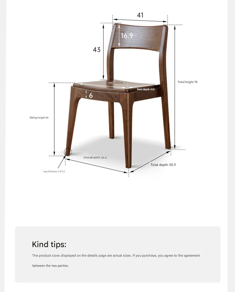 Black Walnut, Ash, Oak Solid Wood Dining Chair