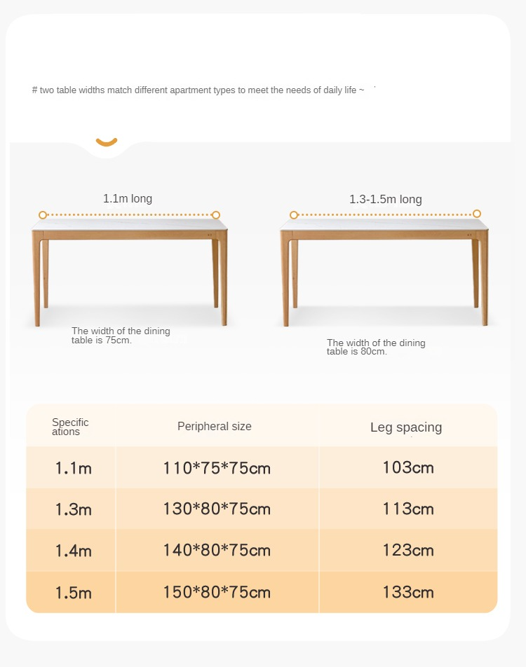 Beech Solid Wood Rectangular Slate Dining Table
