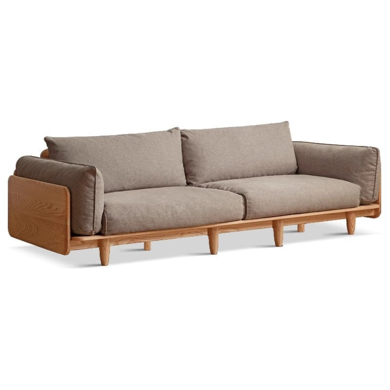 Cherry Wood Sofa Genuine Leather, Fabric-