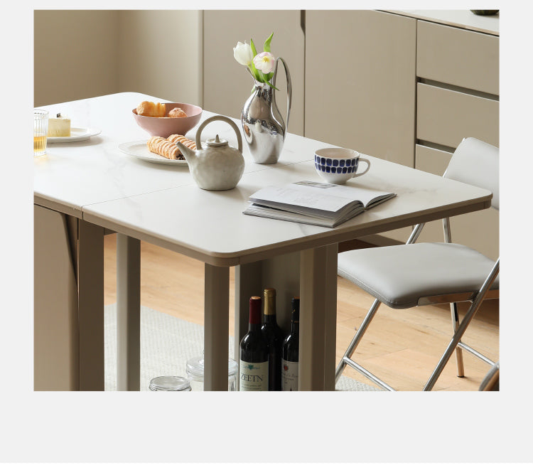 Poplar Solid Wood Italian Light Luxury Slab Folding Dining Table